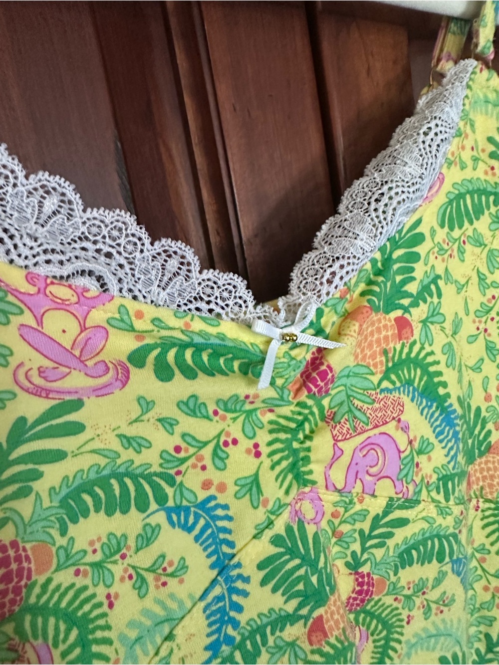 Lily Pulitzer Tropical Print Lace-Trim Sleep Slip - Picture 5 of 6